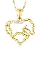 handsome gold heart horse baby necklace 